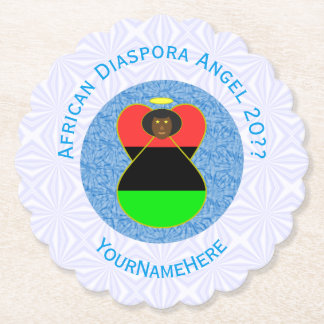 African Diaspora Flag Angel Personalized Text Paper Coaster