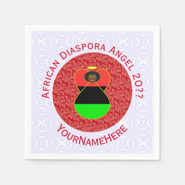 African Diaspora Flag Angel Red Personalized Napkins (Front)