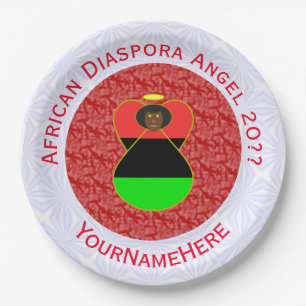 African Diaspora Flag Angel Red Personalized Paper Plates