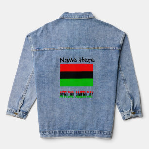 African Diaspora Flag Black Personalization Denim Jacket