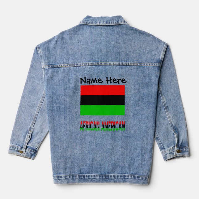 African Diaspora Flag Black Personalization Denim Jacket (Back)