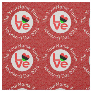 African Diaspora Heart Flag LOVE Red Personalized  Fabric