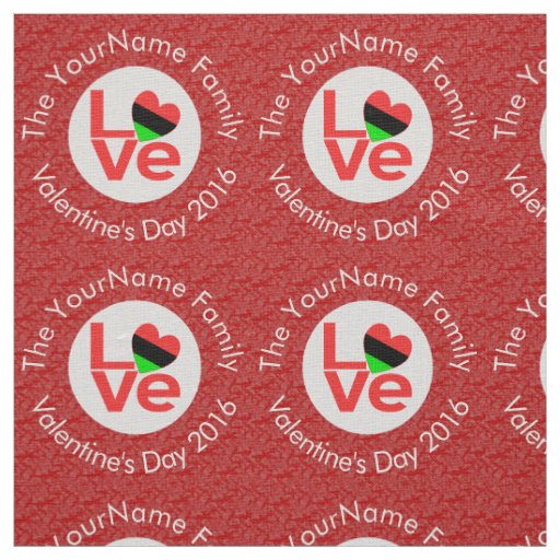 African Diaspora Heart Flag LOVE Red Personalized  Fabric