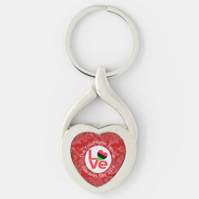 African Diaspora Heart Flag LOVE Red Personalized  Keychain (Front)