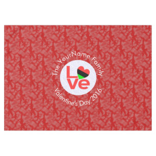 African Diaspora Heart Flag LOVE Red Personalized Tablecloth