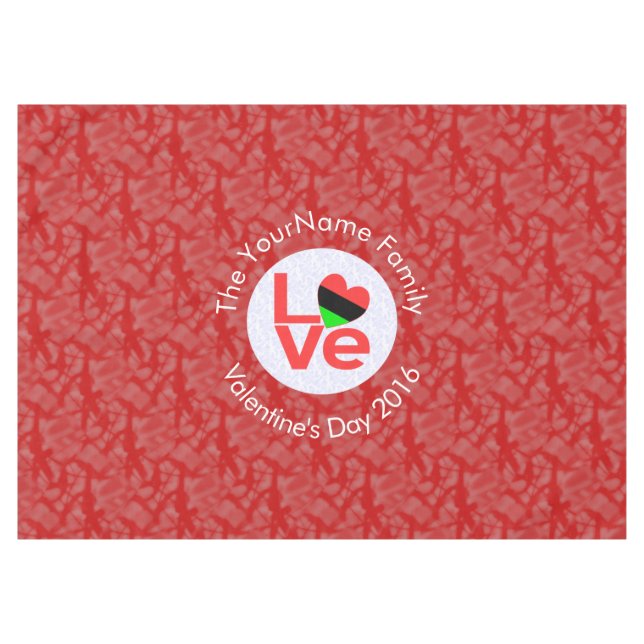 African Diaspora Heart Flag LOVE Red Personalized  Tablecloth (Front (Horizontal))