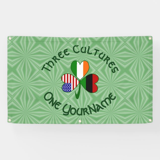 African Diaspora Irish American Shamrock Personal Banner (Horizontal)