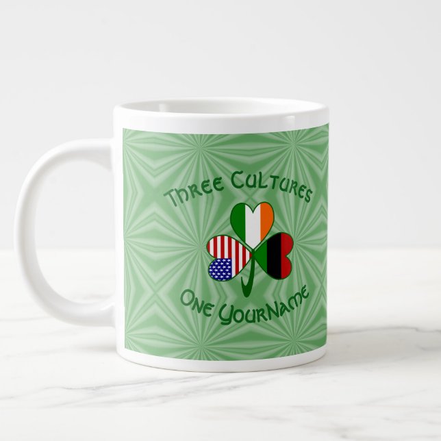 African Diaspora Irish American Shamrock Personal Giant Coffee Mug (Left)