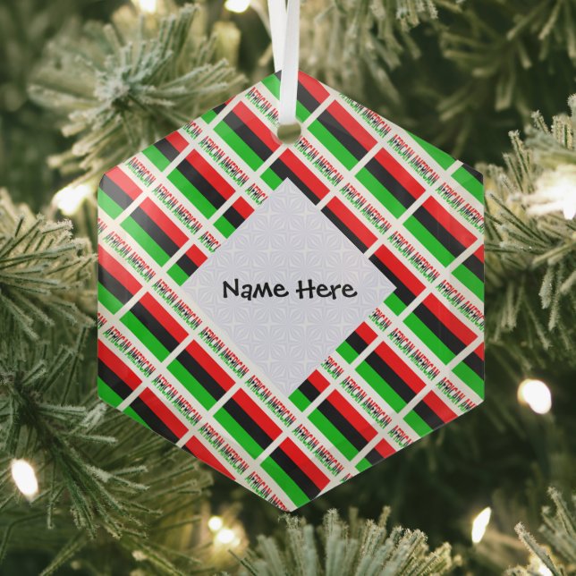 African Diaspora or American Flag Tiles Personal Glass Ornament (Insitu)