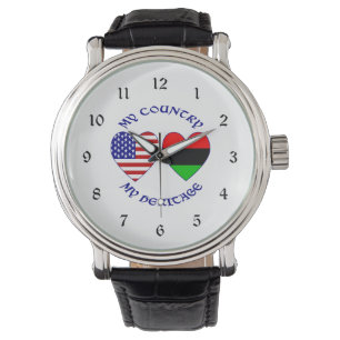 African Diaspora USA Flag Heart Country Heritage Watch