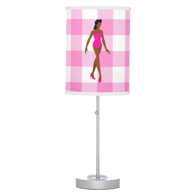 african doll pink gingham swimsuit  table lamp (Front)