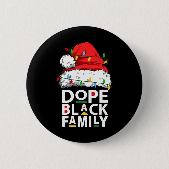 African Dope Black Family Afro Team Santa Matching Button (Front)