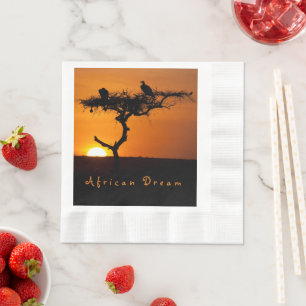 African Dream sunset romantic photo with text Napkins