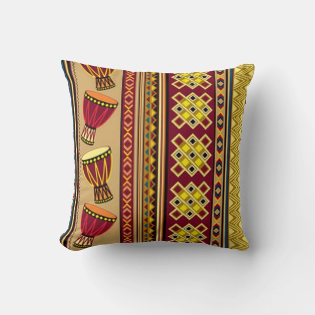 African Drum Pattern Print Design Throw Pillow (Front)