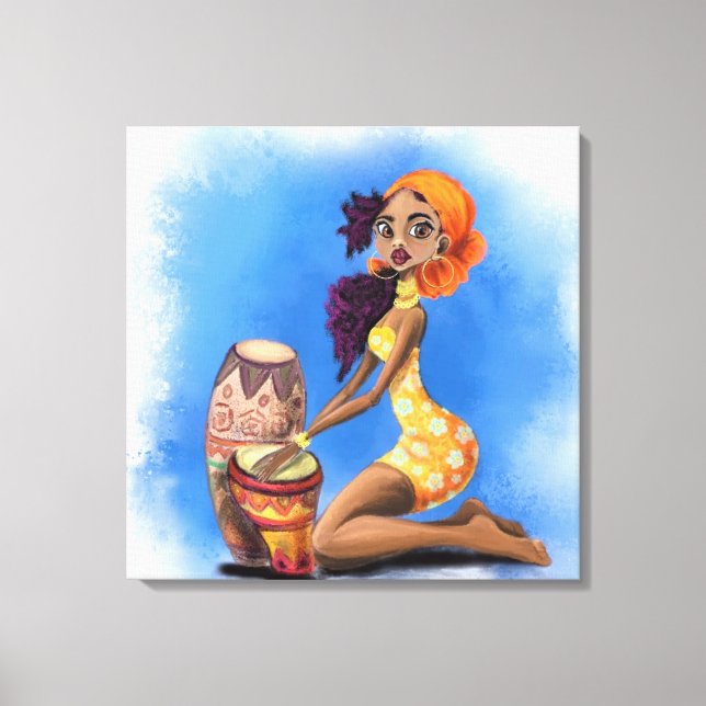African Drummer Girl Canvas Print (Front)