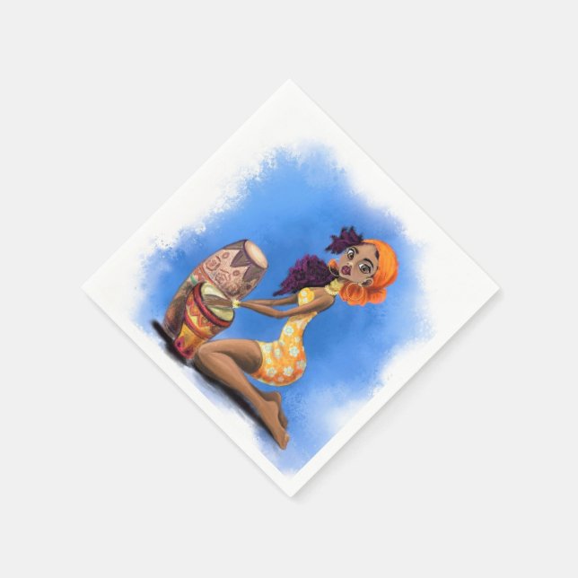 African Drummer Girl Napkins (Corner)