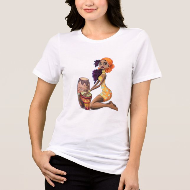 African Drummer Girl Tri-Blend Shirt (Front)