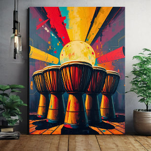 African Drums Wall Art – Bold Abstract Music Print