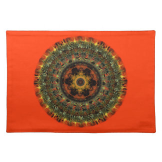 African Dusk Mandala placemat (orange)