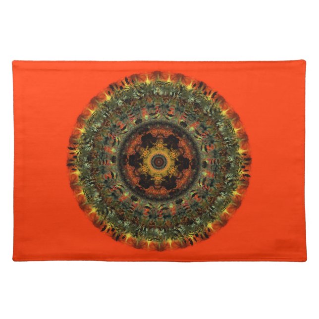 African Dusk Mandala placemat (orange) (Front)