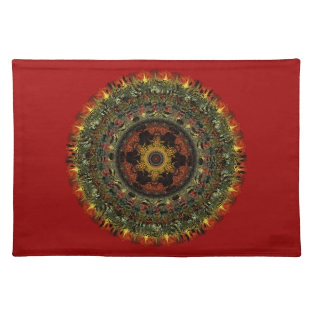 African Dusk Mandala placemat (red) (Front)