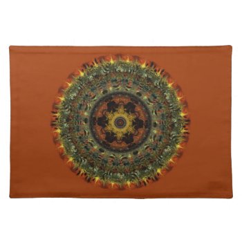 African Dusk Mandala Placemat (rust) by bigspl at Zazzle