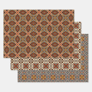 African Earth Seamless Ethnic Pattern Set 5 Wrapping Paper Sheets