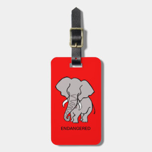 African ELEPHANT - Animal activist -Red Luggage Tag