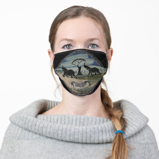 African Elephant Art Print Adult Cloth Face Mask (Worn)