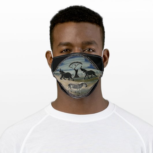 African Elephant Art Print Adult Cloth Face Mask (Worn)
