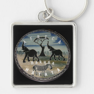 African Elephant Art Print Keychain