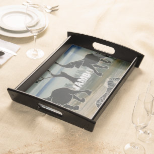 African Elephant Art Print Serving Tray