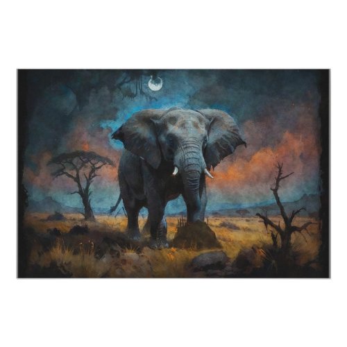 African Elephant at Dusk Poster