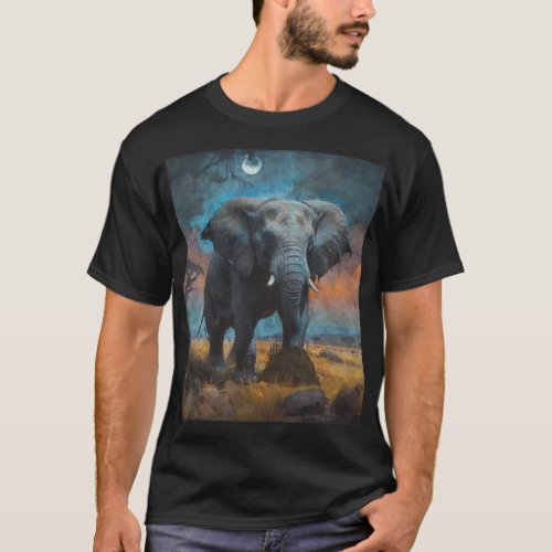 African Elephant at Dusk T_Shirt