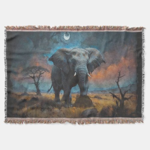 African Elephant at Dusk Throw Blanket