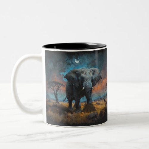 African Elephant at Dusk Two_Tone Coffee Mug