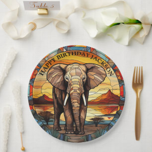 African Elephant Birthday Paper Plates
