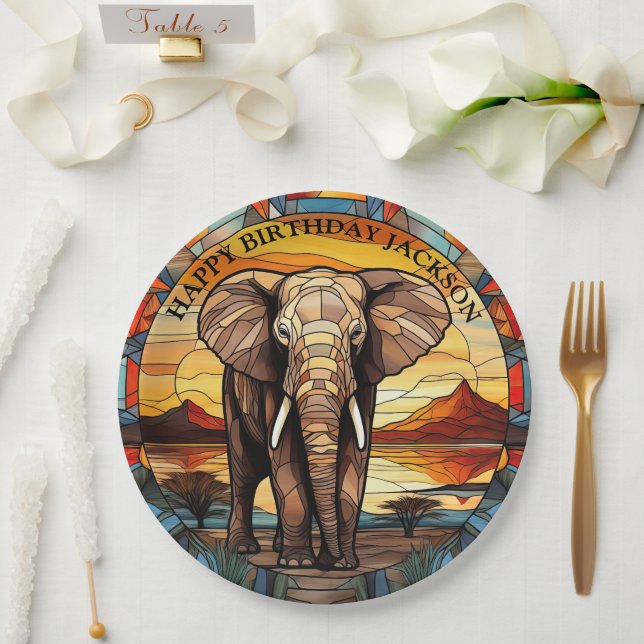 African Elephant Birthday Paper Plates (Wedding)