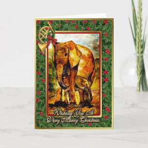 African Elephant Blank Christmas Card