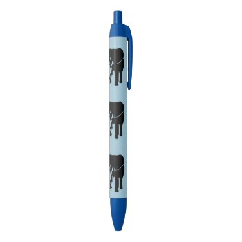 African Elephant Blue Black Ink Pen
