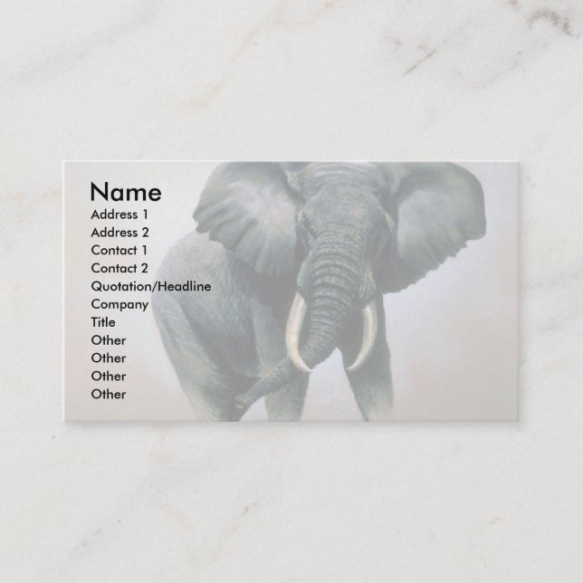 African Elephant Business Card (Front)