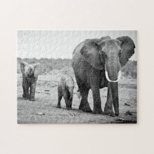 African Elephant & Calves   Kenya, Africa Jigsaw Puzzle