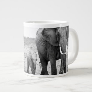 African Elephant & Calves Kenya, Africa Large Coffee Mug