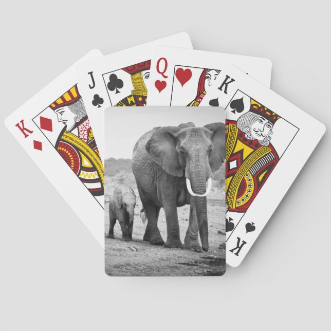 African Elephant & Calves | Kenya, Africa Poker Cards (Back)