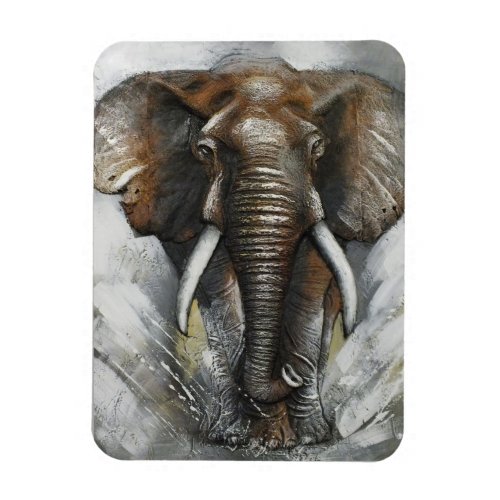 African Elephant Charging  Magnet