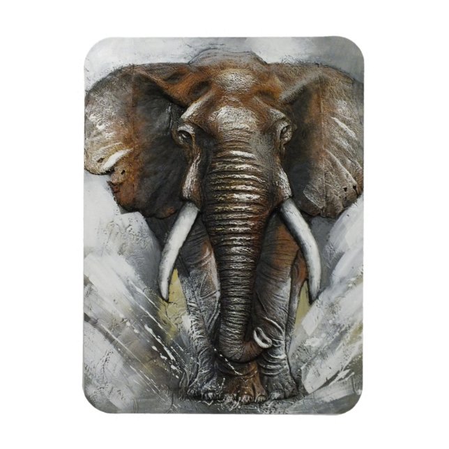 African Elephant Charging  Magnet (Vertical)