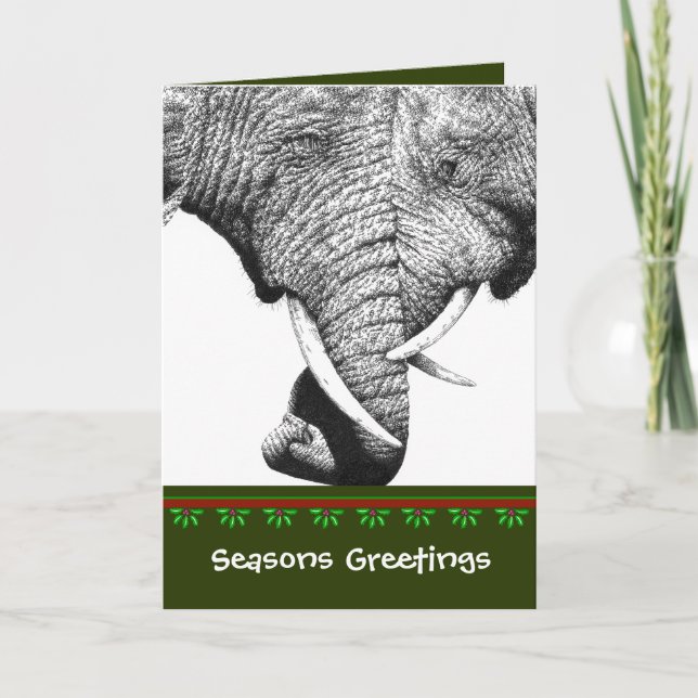 African Elephant Christmas Card (Front)