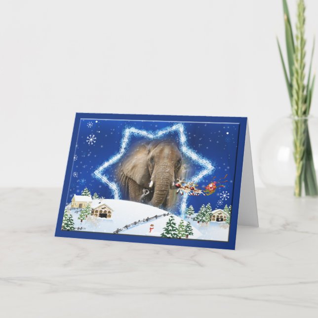 African Elephant Christmas Greeting Card (Front)