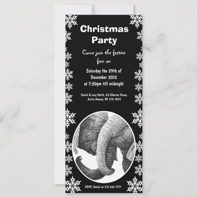 African Elephant Christmas Party Invitation (Front)