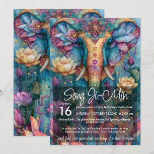 African Elephant Colorful Animal Lover Design Invitation